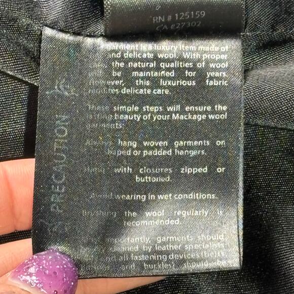 Mackage Jacket Women XS Wool Cashmere Trench Coat Belt Button Quiet Luxury Black - Picture 8 of 15